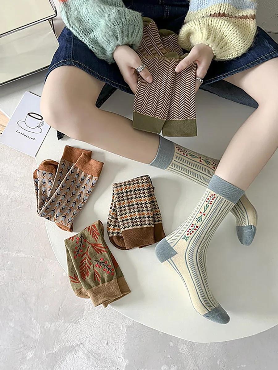 5 Pairs Women Vintage Warm Socks