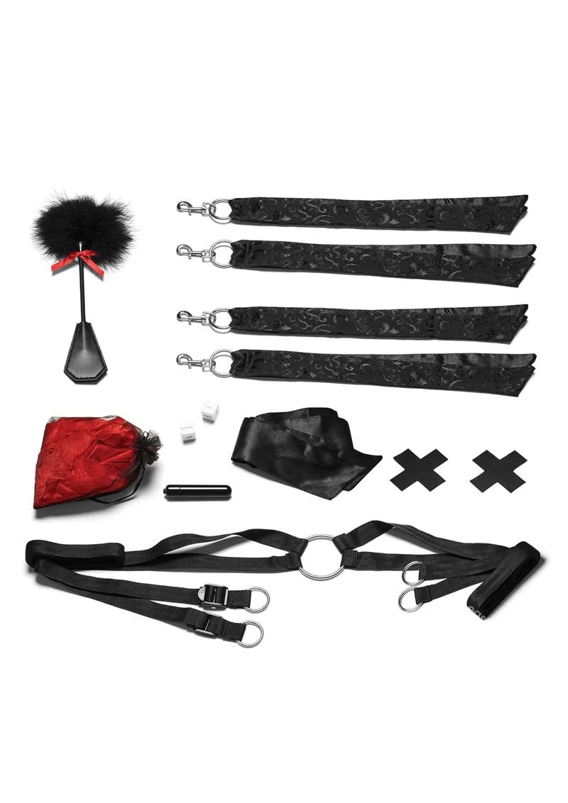 6pc. Bedspreader Set Night Of Romance Satin Cuffs With Rose Petals