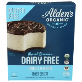 Aldens Organic - Dairy-Free Gluten-Free Vanilla Ice Cream Sammie, 14 Oz - Pack of 12