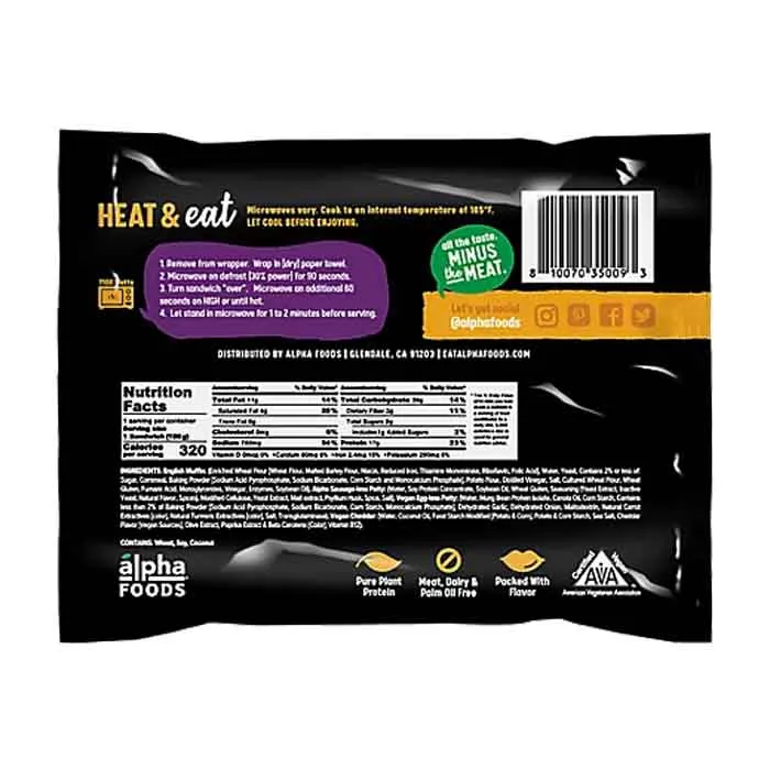 Alpha Foods - Breakfast Sandwich, 5.5oz | Pack of 10