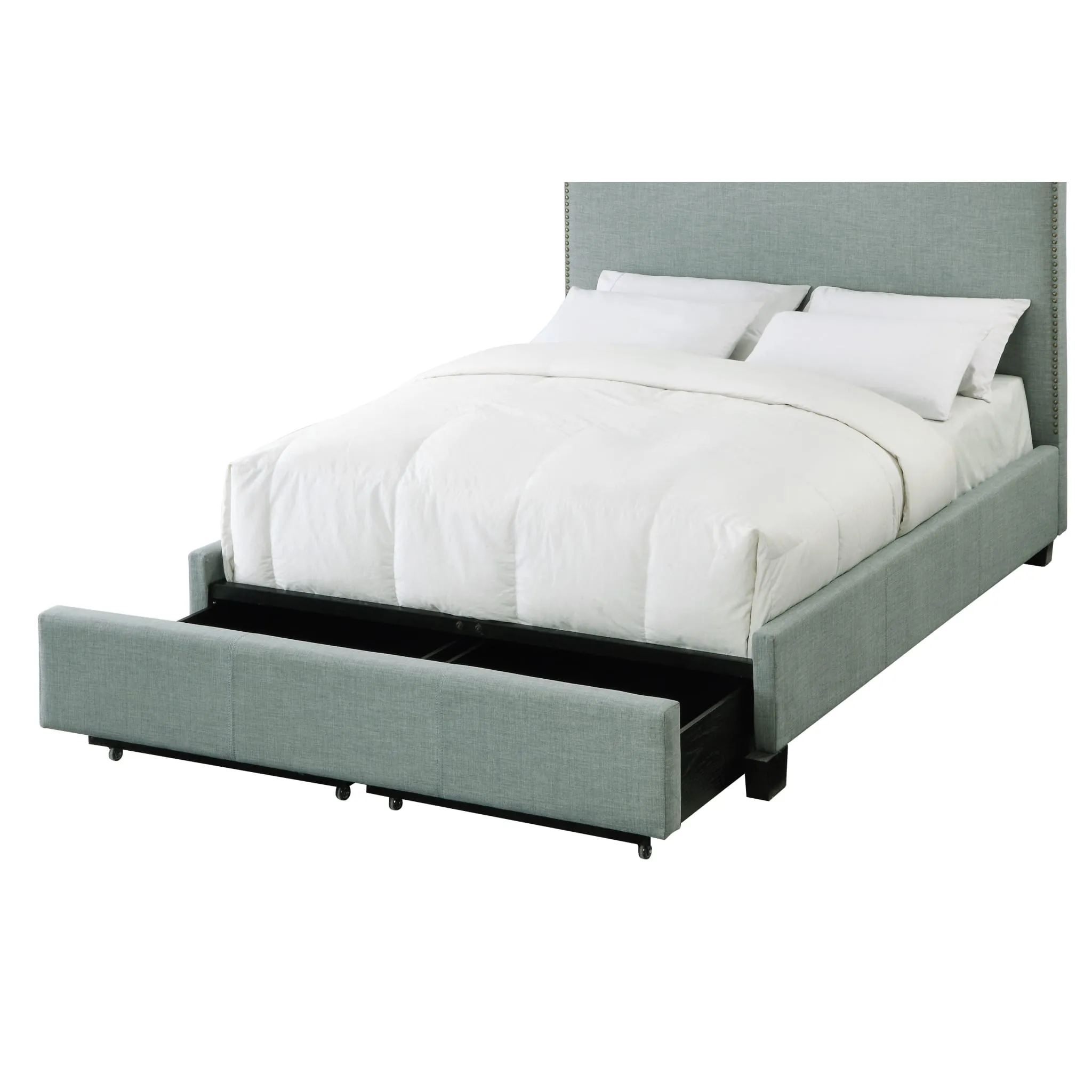 Ariana Upholstered Footboard Storage Bed in Bluebird