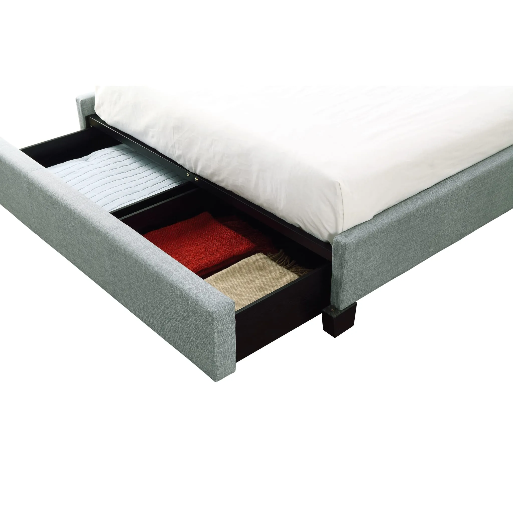 Ariana Upholstered Footboard Storage Bed in Bluebird