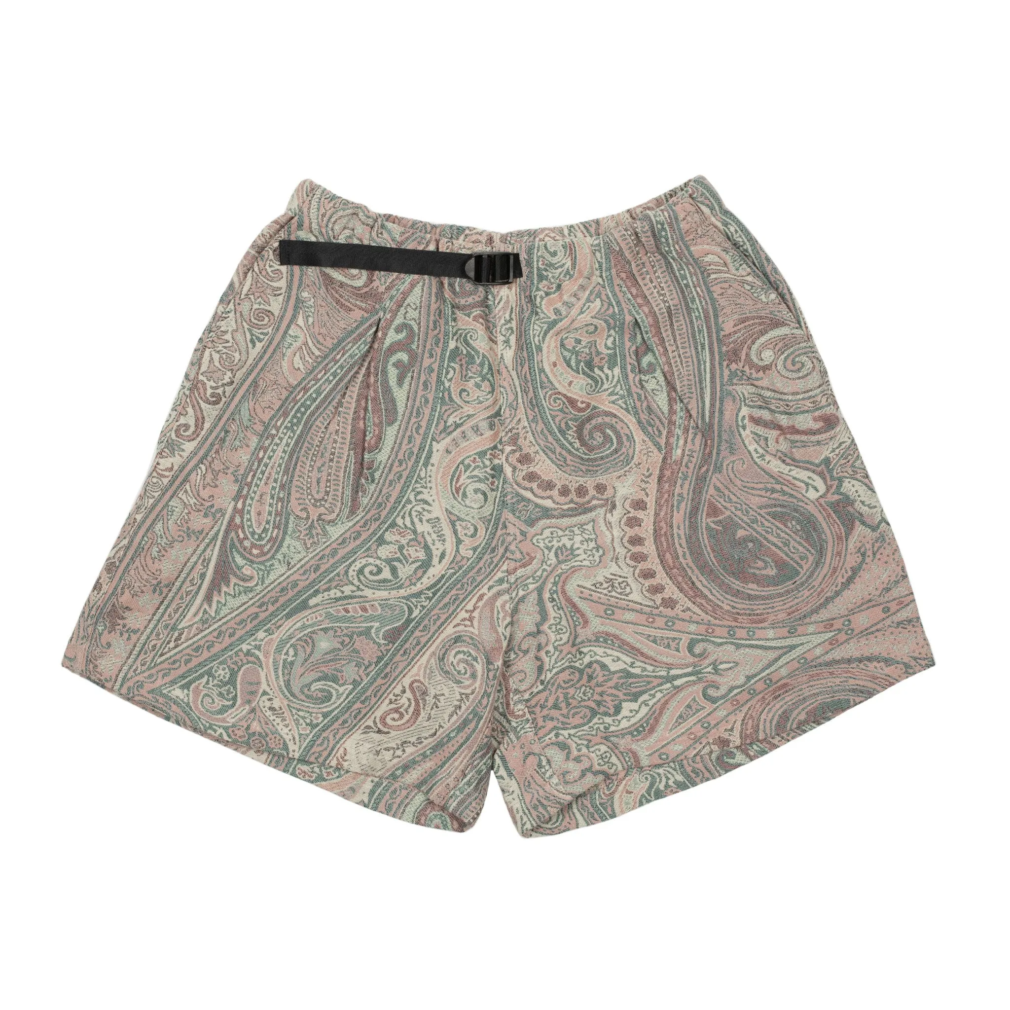 Belted easy shorts in lilac paisley "Betro" jacquard cotton (restock)