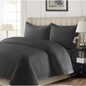 Black Coverlet / Bedspread Set Reversible