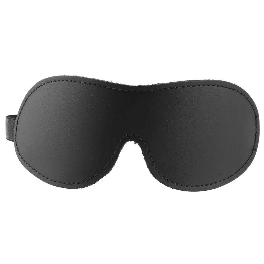 Blackline Leather Contour Blindfold with Faux Fur Lining