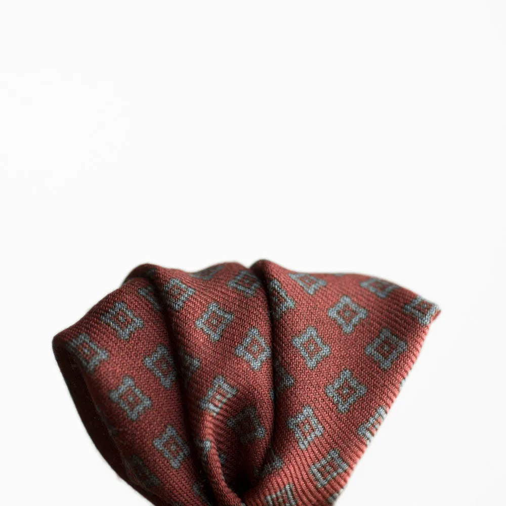 Burgundy and grey double-sided wool square, neat print