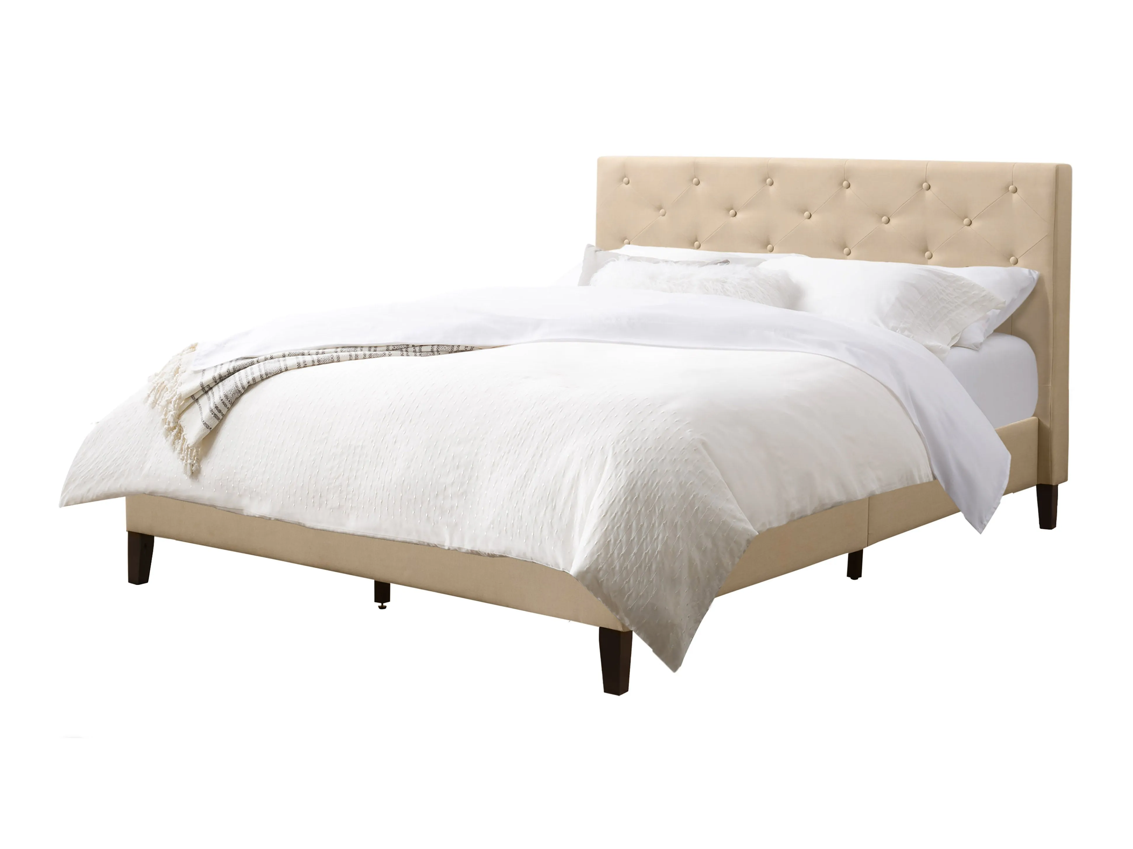 Button-Tufted Upholstered King Bed