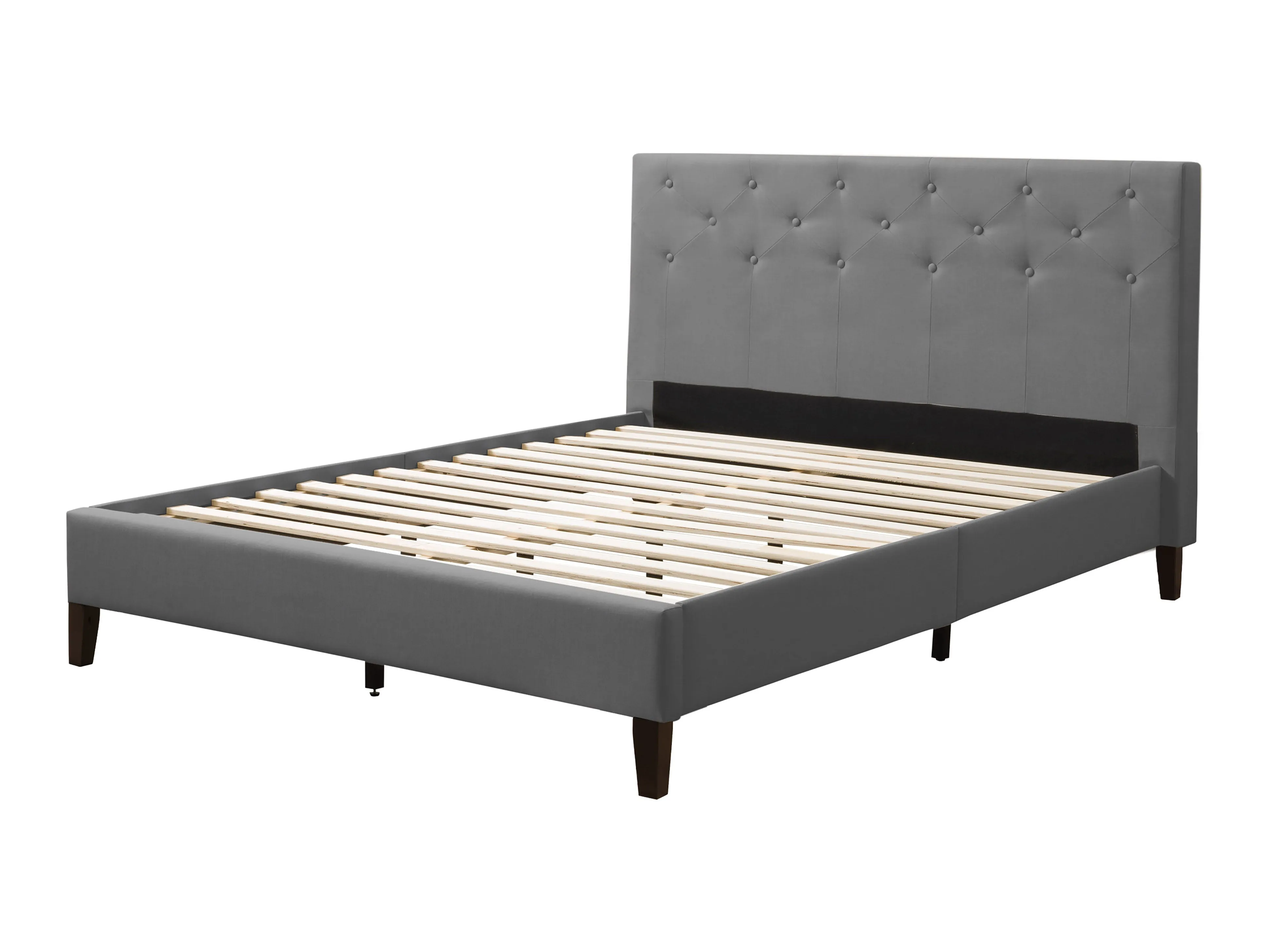 Button-Tufted Upholstered Queen Bed