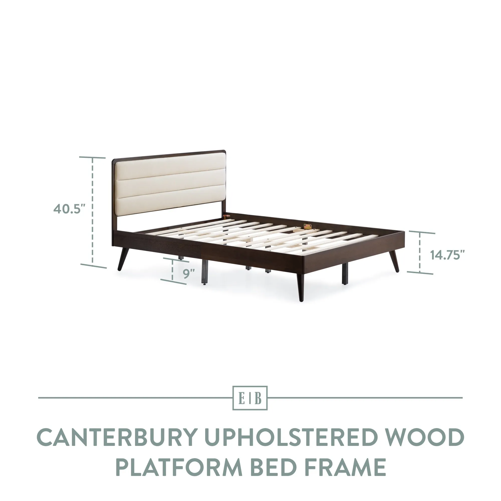 Canterbury Wood Bed Frame with Upholstered Headboard