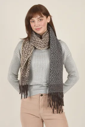 Cozy Fringe Scarf, Blue/Beige