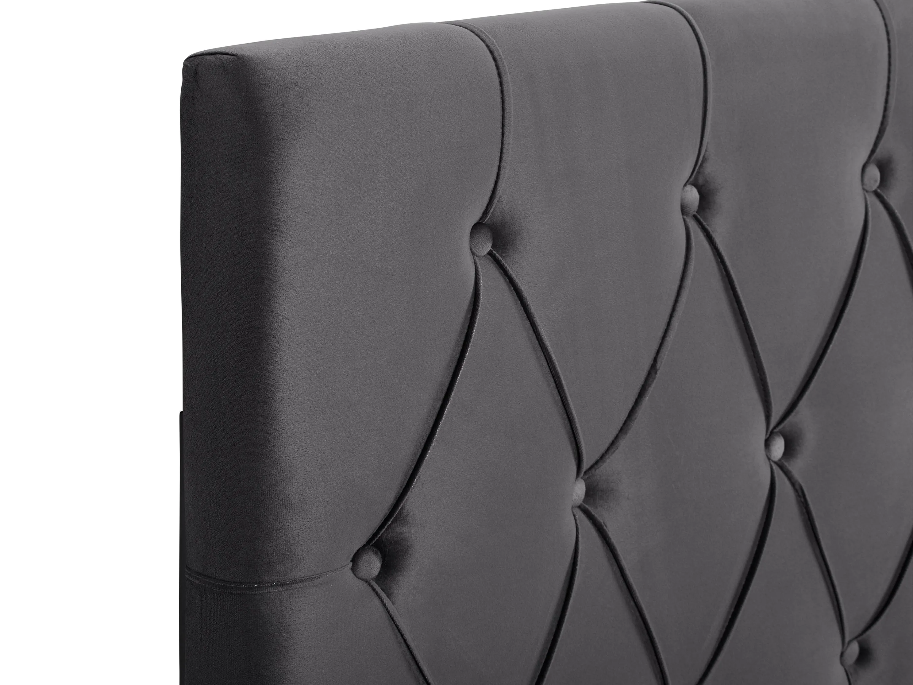 Dark Grey Velvet King Headboard