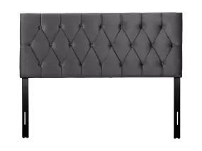 Dark Grey Velvet Queen Headboard