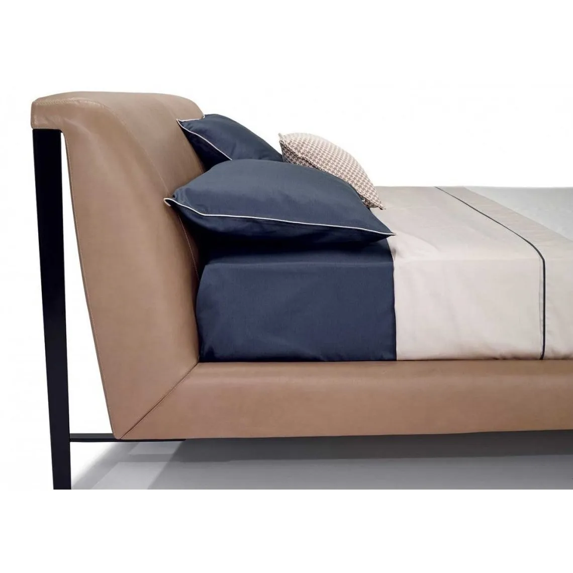 DIAMANTE DARK GREY QUEEN LEATHER BED