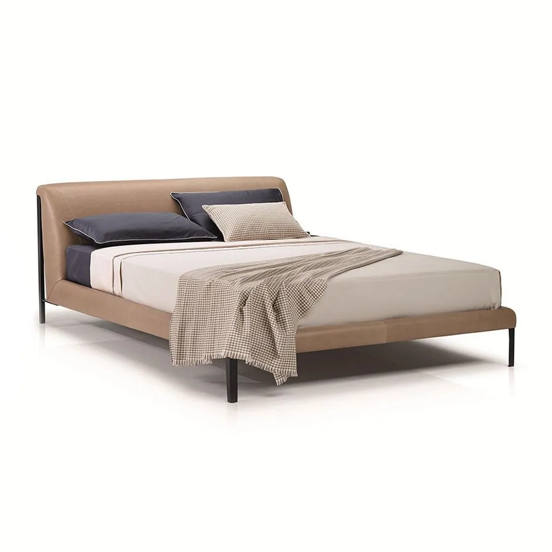 DIAMANTE DARK GREY QUEEN LEATHER BED