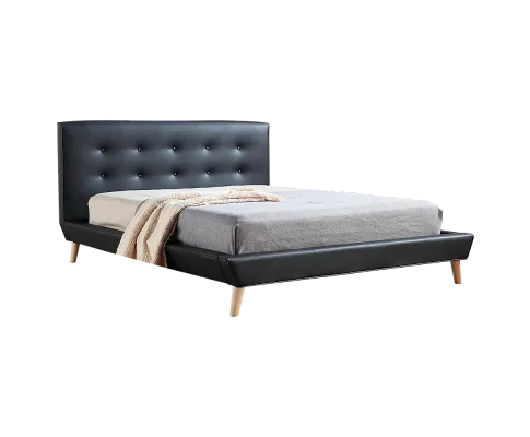 Double PU Leather Deluxe Bed Frame Black