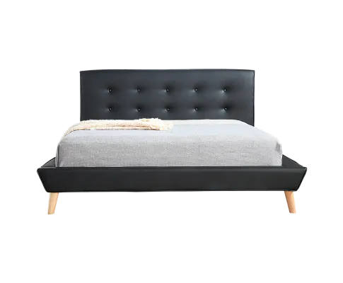 Double PU Leather Deluxe Bed Frame Black