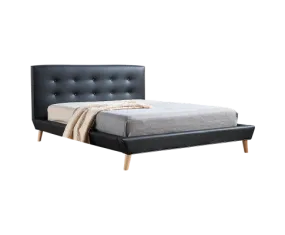 Double PU Leather Deluxe Bed Frame Black