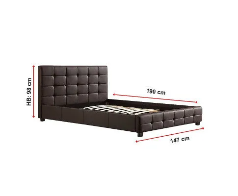 Double PU Leather Deluxe Bed Frame Brown