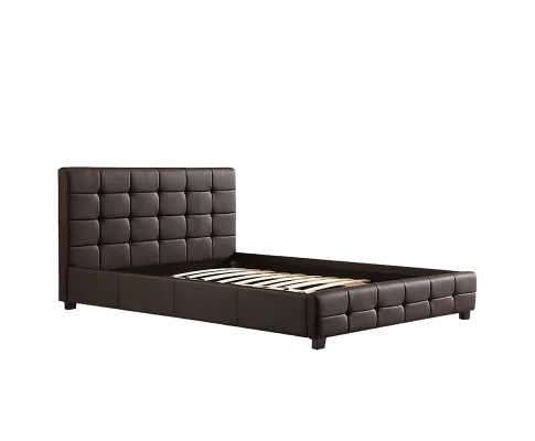 Double PU Leather Deluxe Bed Frame Brown