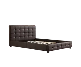 Double PU Leather Deluxe Bed Frame Brown