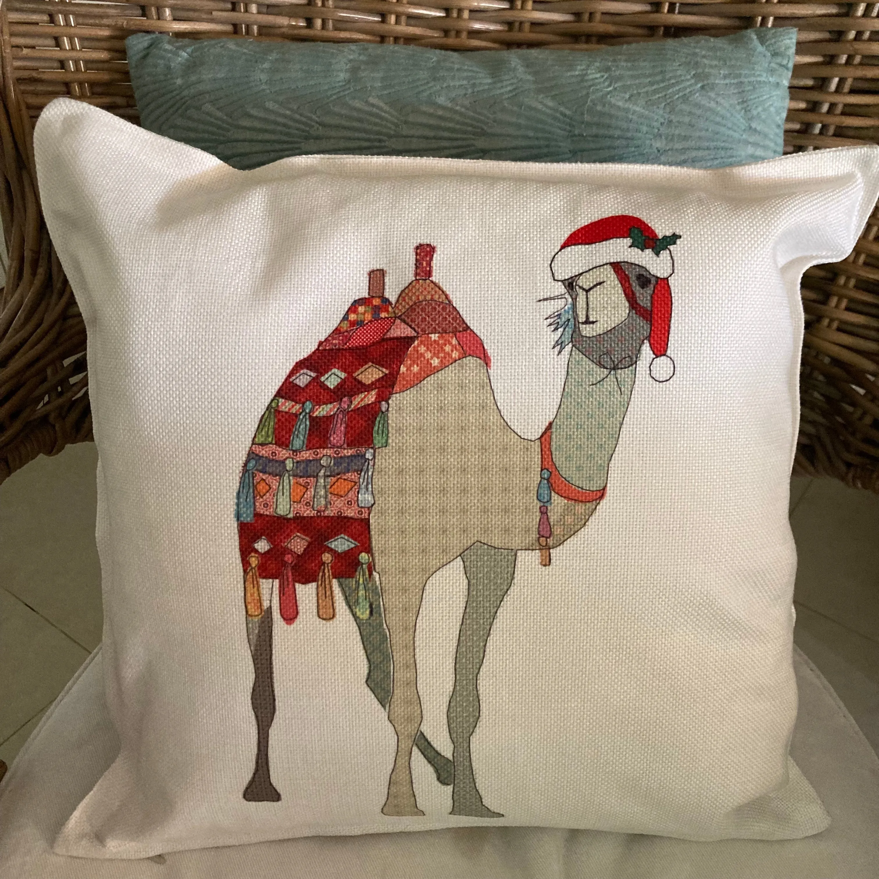 Festive Patchwork Camel Cushion