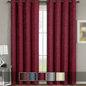 Fiorela Jacquard Drapes Floral Curtains Grommet Top Panel (Single)