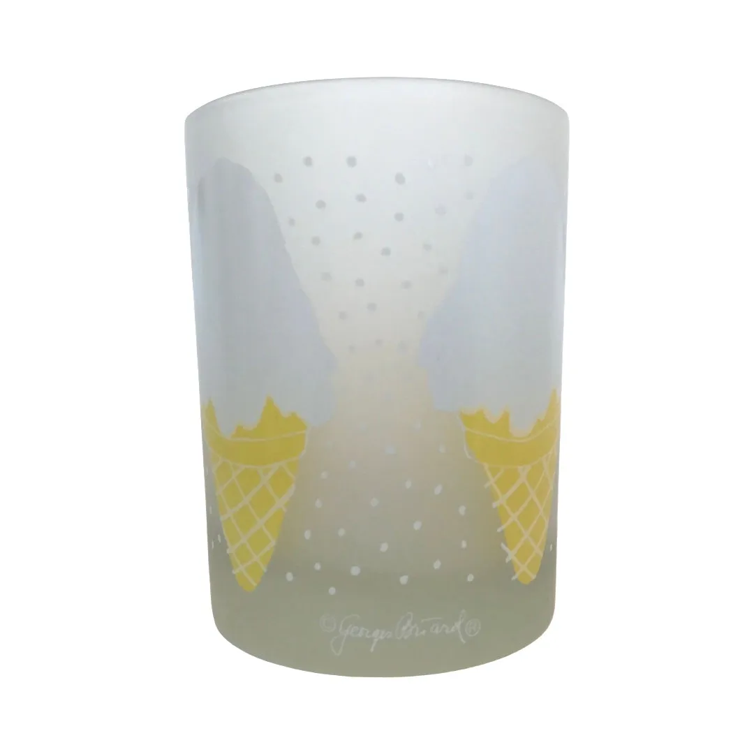 Georges Briard Signed Mid-Century Frosted Ice Cream Cone Double Old Fashion Glass (Single Glass)