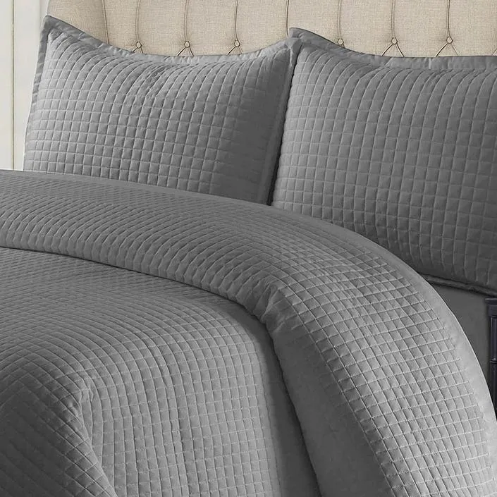 Gray Coverlet / Bedspread Set Reversible