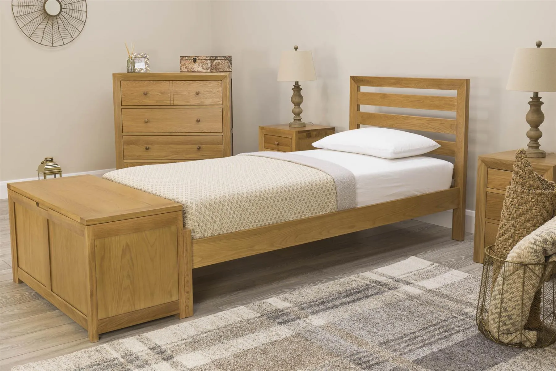 Kensington Solid Natural Oak Bed Frame - 3ft Single