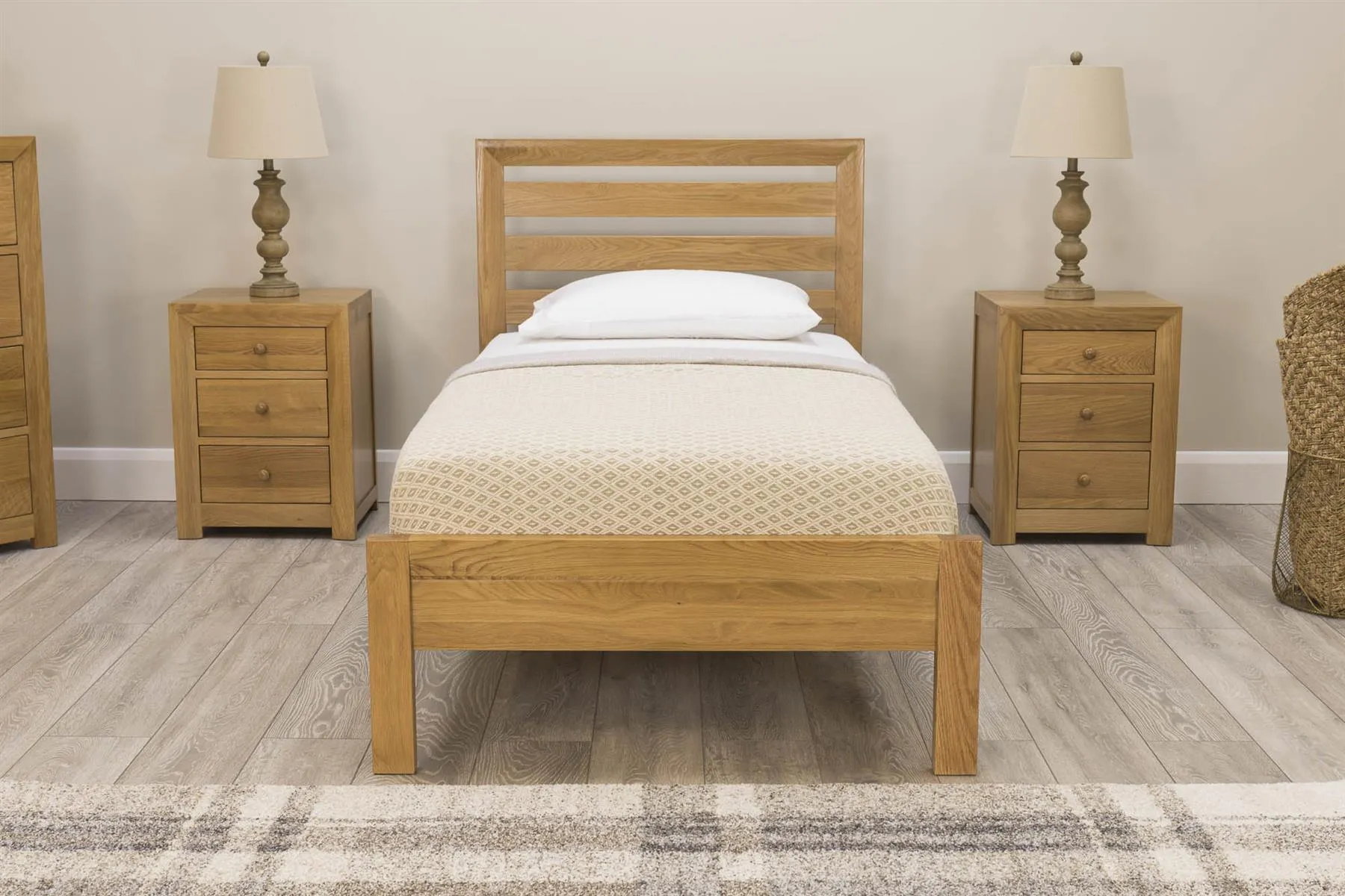 Kensington Solid Natural Oak Bed Frame - 3ft Single