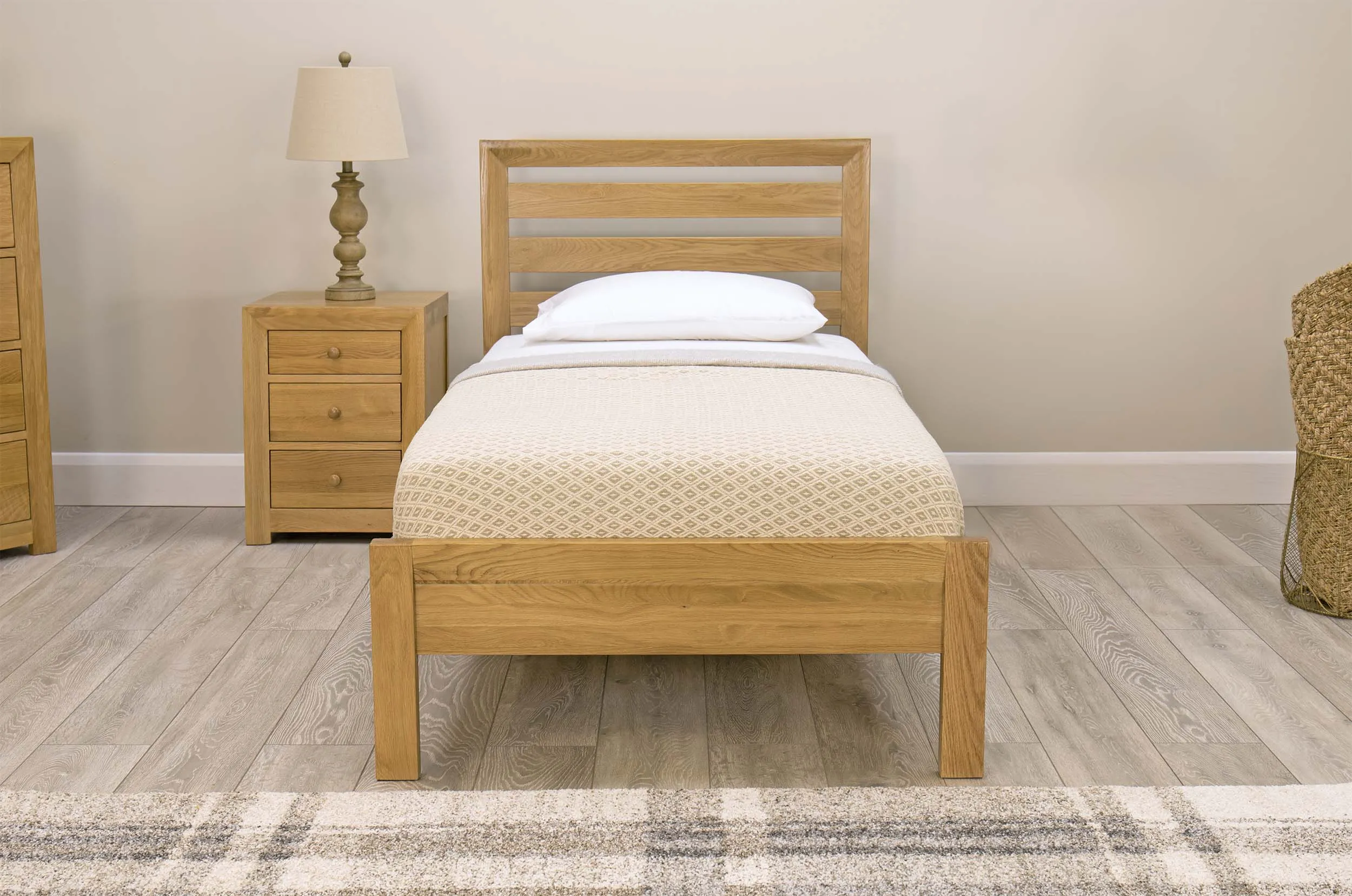 Kensington Solid Natural Oak Bed Frame - 3ft Single