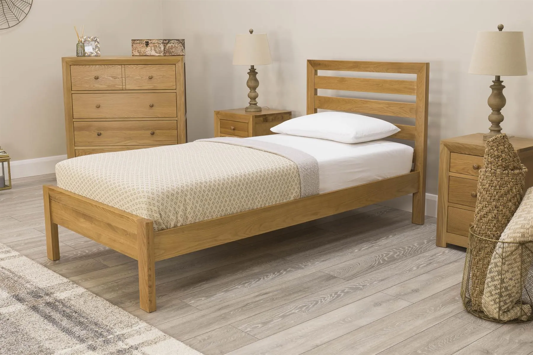 Kensington Solid Natural Oak Bed Frame - 3ft Single