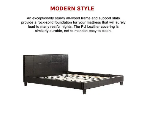 King PU Leather Bed Frame Black