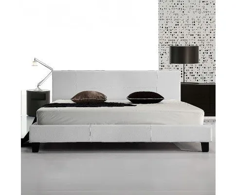 King PU Leather Bed Frame White