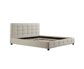 King PU Leather Deluxe Bed Frame White