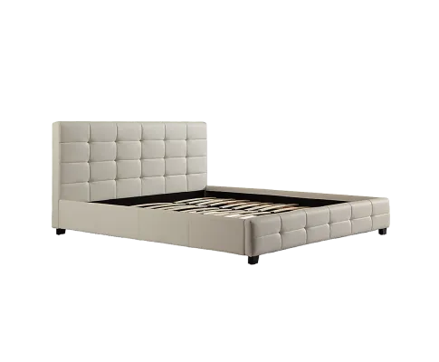 King PU Leather Deluxe Bed Frame White