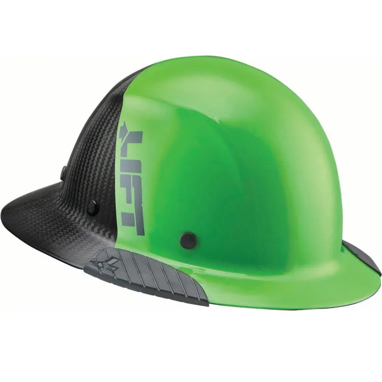 Lift Safety Dax 50/50 Carbon Fiber Full Brim Hard Hat Green-Black HDF50C-20GC