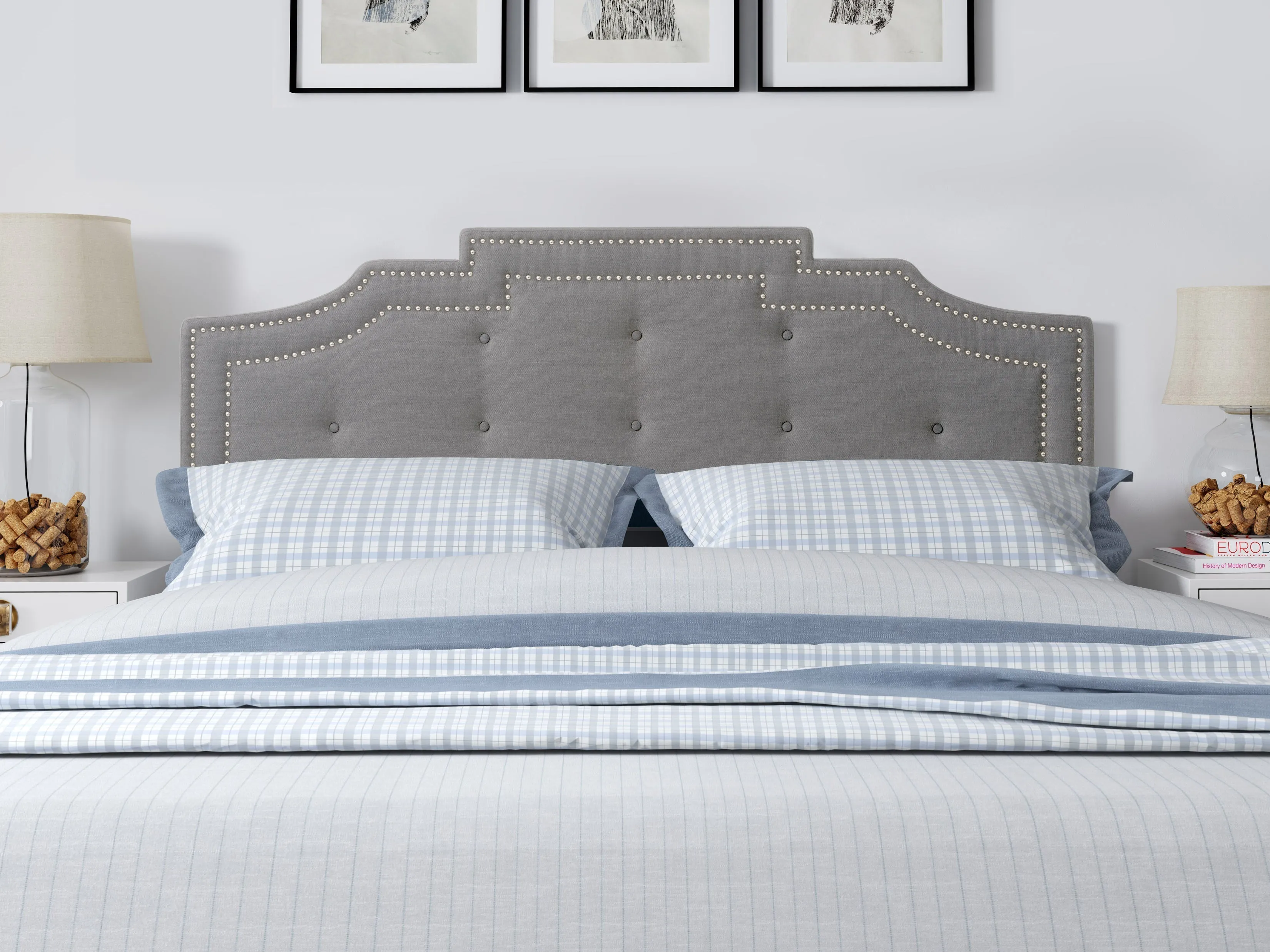 Light Grey Padded King Headboard