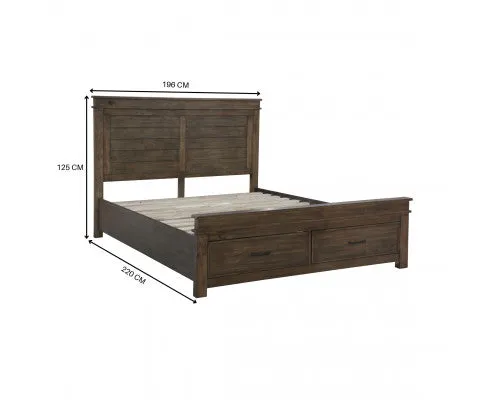 Lily 5pc King Bed Suite Bedside Dresser Bedroom Furniture Package - Rustic Grey