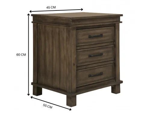 Lily 5pc King Bed Suite Bedside Dresser Bedroom Furniture Package - Rustic Grey