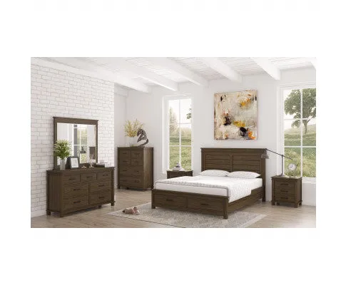 Lily 5pc King Bed Suite Bedside Dresser Bedroom Furniture Package - Rustic Grey