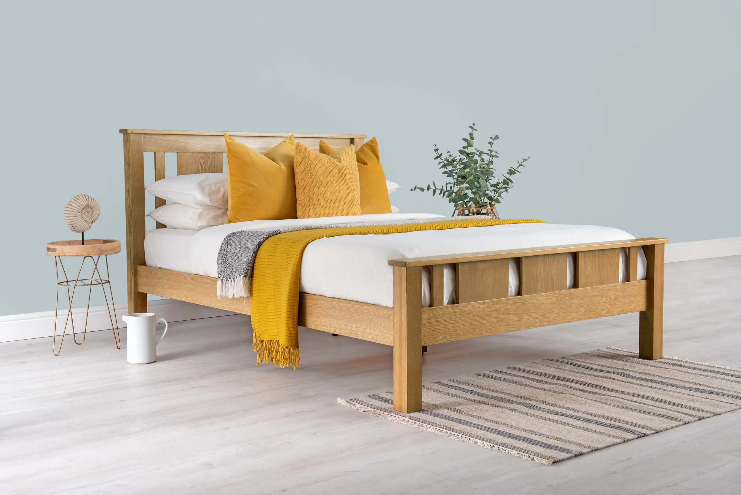 Lyon Solid Natural Oak Bed Frame - 4ft6 Double