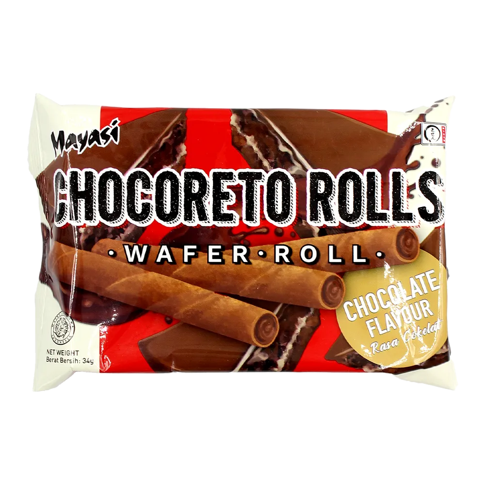 Mayasi Chocoreto Wafer Roll Chocolate Flv 34g