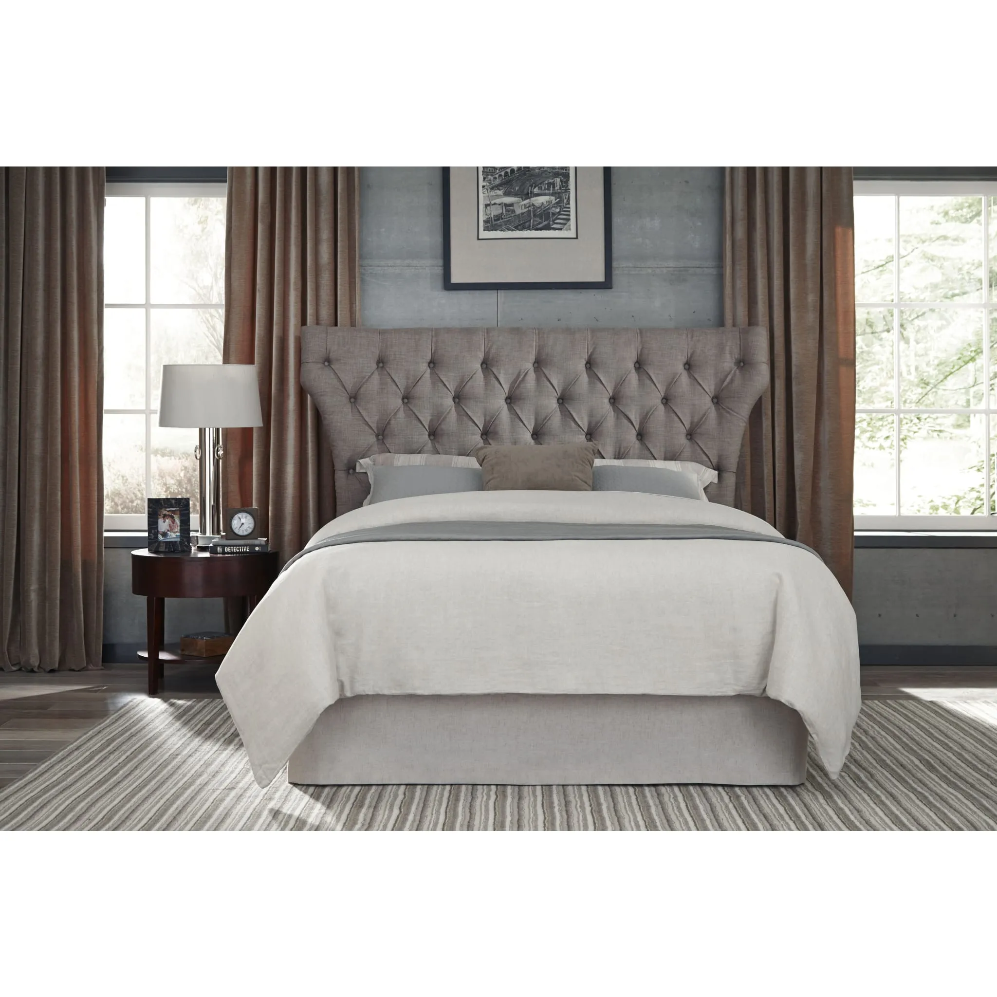 Melina Upholstered Footboard Storage Bed in Dolphin Linen