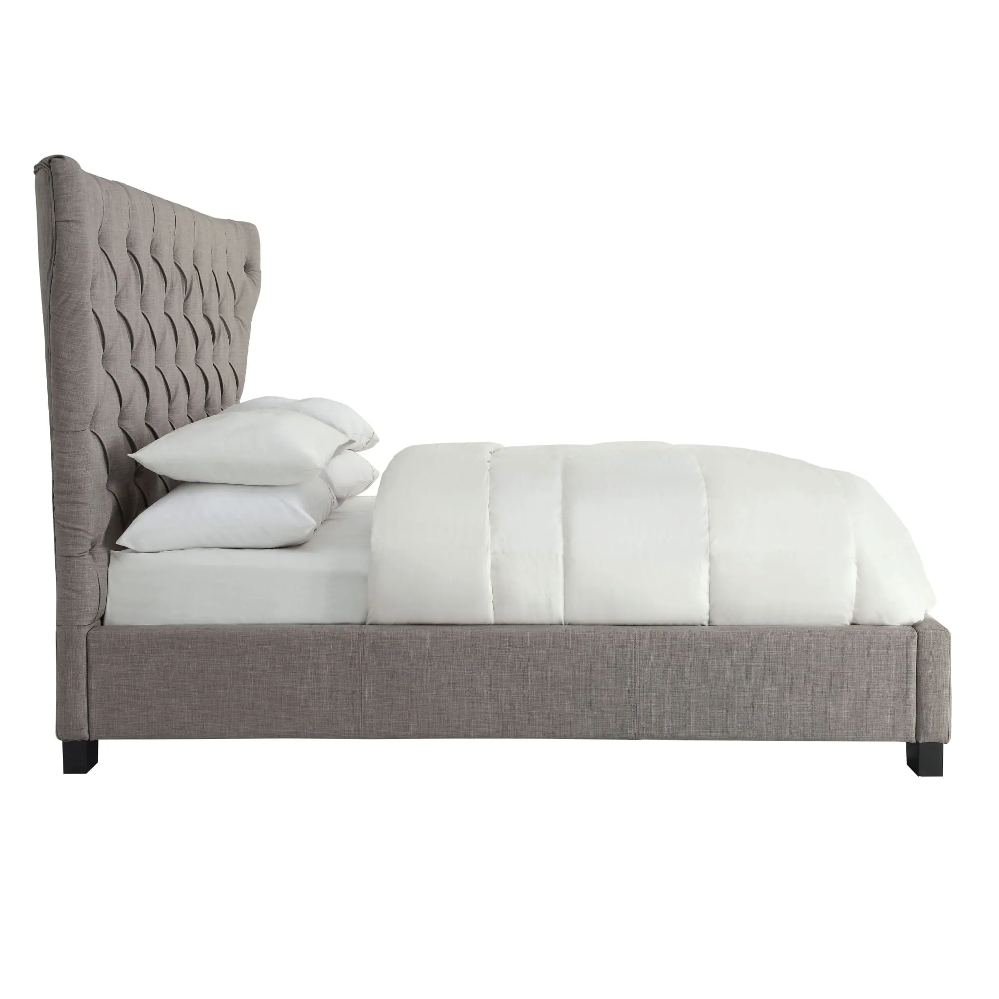 Melina Upholstered Footboard Storage Bed in Dolphin Linen