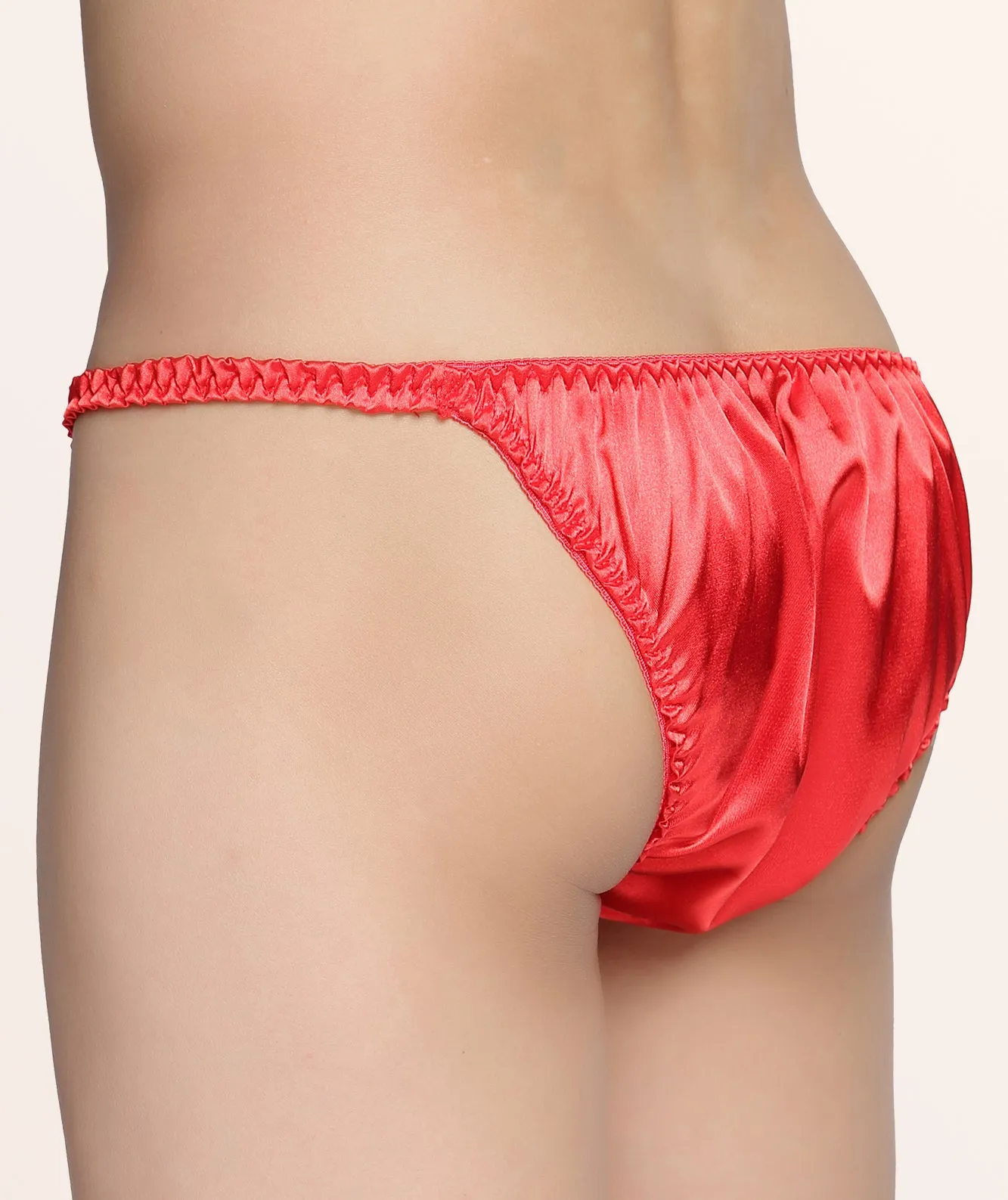 Men's Satin Tanga Briefs - Red