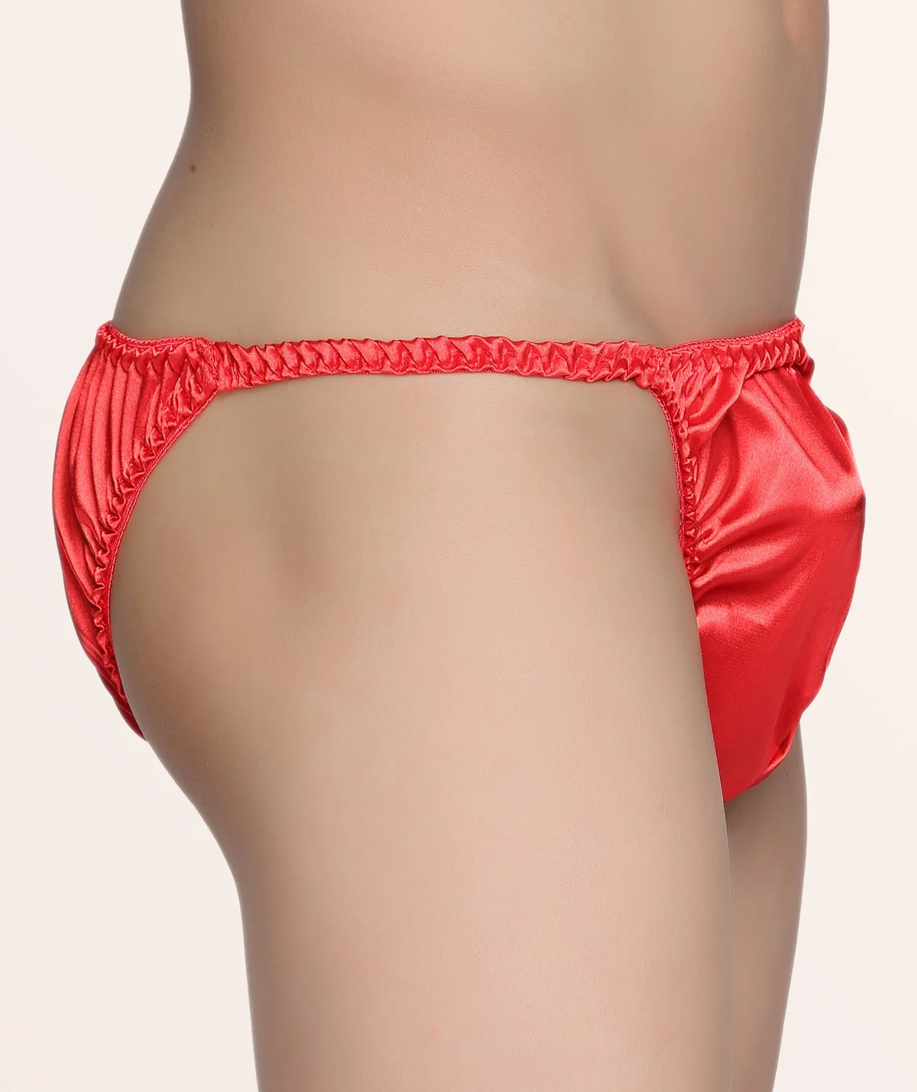 Men's Satin Tanga Briefs - Red