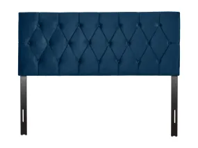 Navy Blue Velvet Queen Headboard