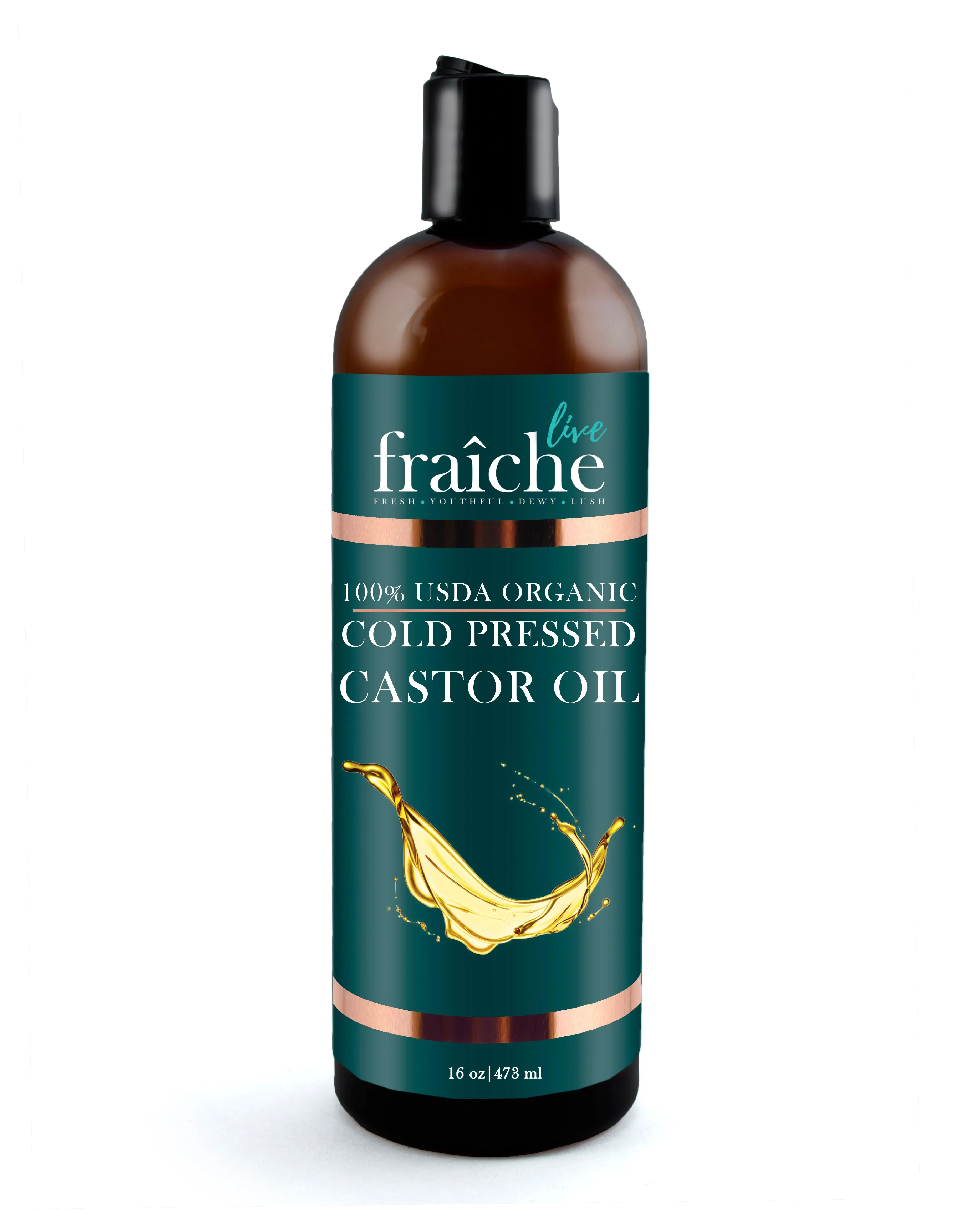 Organic Cold Pressed Castor Oil for Hair, Skin & Nails (16 oz)