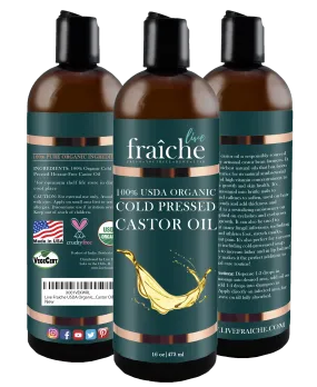 Organic Cold Pressed Castor Oil for Hair, Skin & Nails (16 oz)